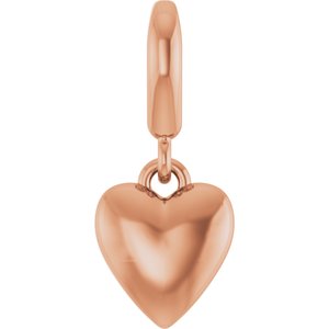 14K Rose Gold Puffed Heart Charm/Pendant