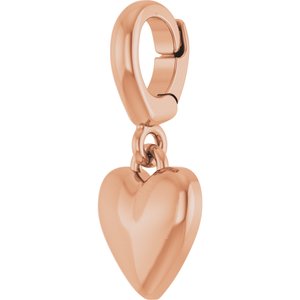 14K Rose Gold Puffed Heart Charm/Pendant – image 2
