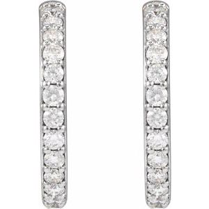 14K White Gold 1/2 CTW Natural Diamond 16.4 mm Hoop Earrings – image 2