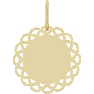 14K Yellow Gold Engravable Vintage-Inspired Disc Pendant