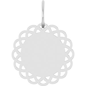 14K White Gold Engravable Vintage-Inspired Disc Pendant
