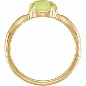 14K Yellow Gold Natural Peridot Cabochon Ring – image 2