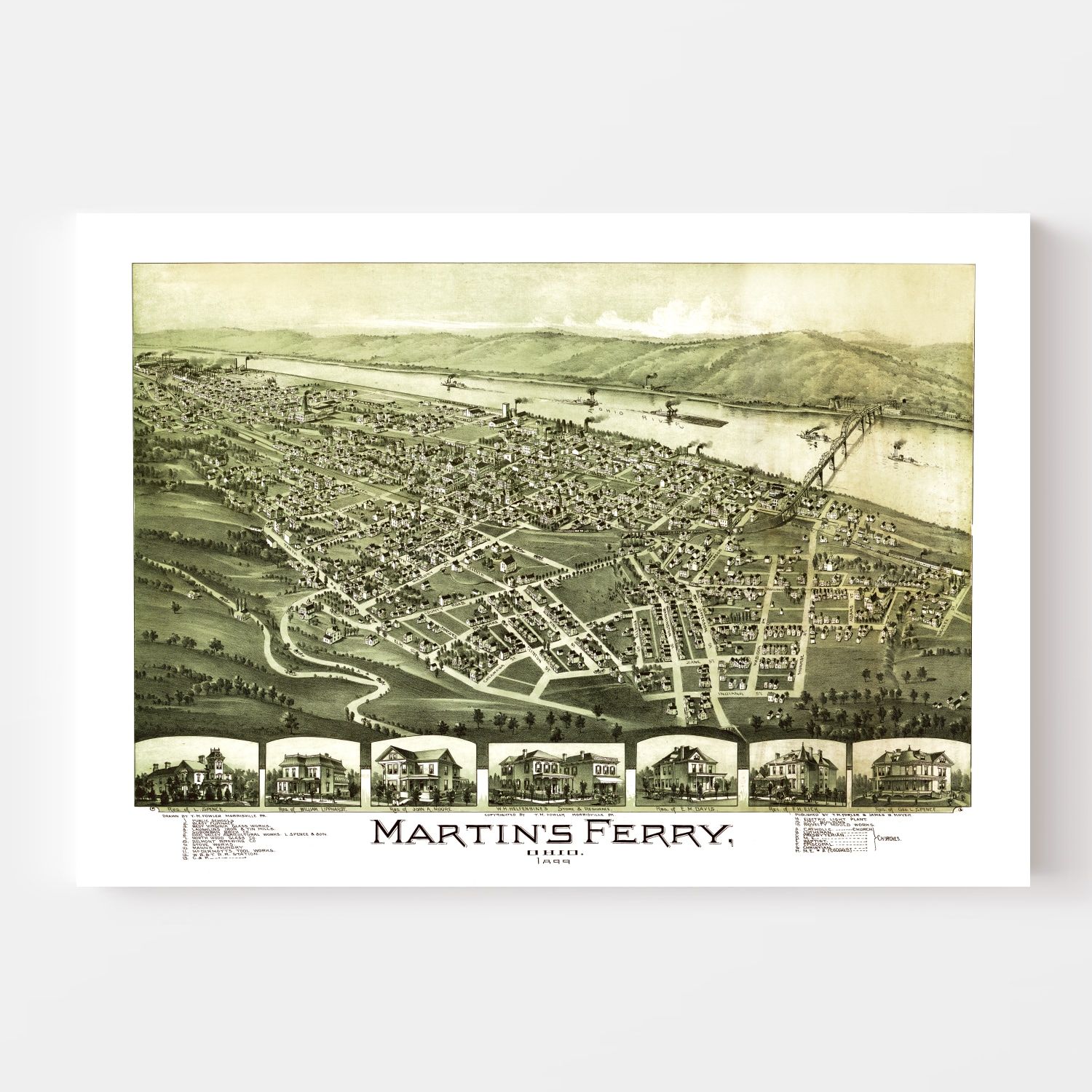 Vintage Map of Martin's Ferry, Ohio 1899