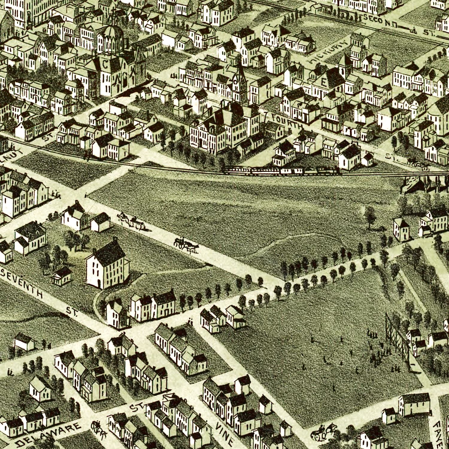 Vintage Map of Martin's Ferry, Ohio 1899