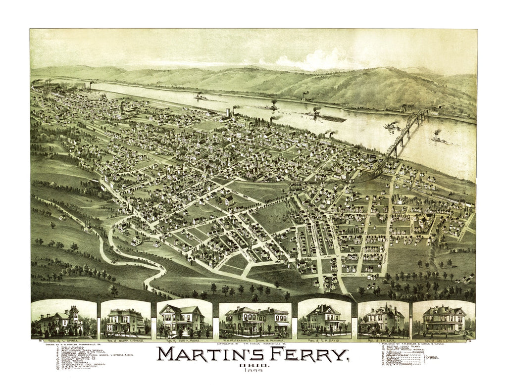 Vintage Map of Martin's Ferry, Ohio 1899