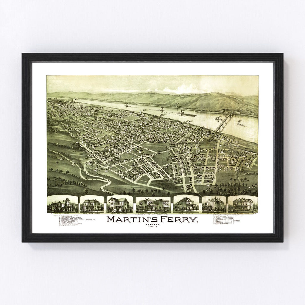Vintage Map of Martin's Ferry, Ohio 1899