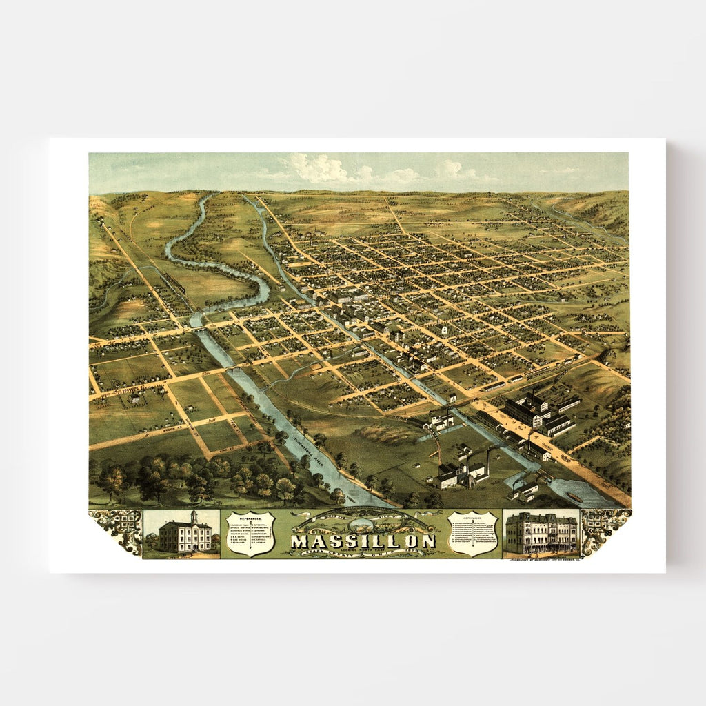 Vintage Map of Massillon, Ohio 1870