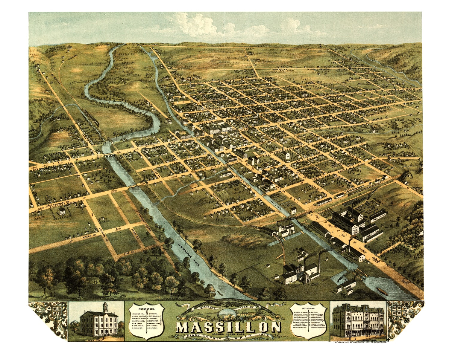 Vintage Map of Massillon, Ohio 1870