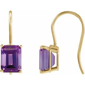 14K Yellow Gold Natural Amethyst Earrings