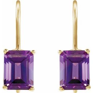 14K Yellow Gold Natural Amethyst Earrings – image 2