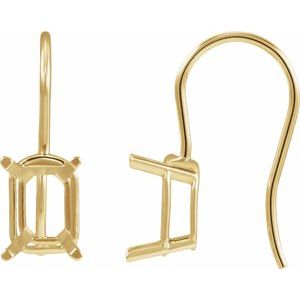14K Yellow Gold 9x7 mm Emerald 4-Prong Earring Mounting