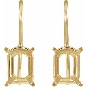 14K Yellow Gold 10x8 mm Emerald 4-Prong Earring Mounting – image 2