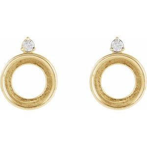 14K Yellow Gold 8 mm Round .06 CTW Natural Diamond Semi-Set Earrings