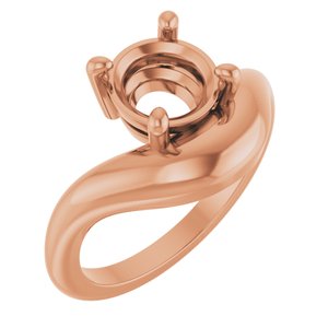 14K Rose Gold 6.5 mm Round Solitaire Ring Mounting – image 2