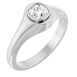 18K White Gold 5x5 mm Cushion Bezel-Set Ring Mounting