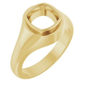 18K Yellow Gold 8x8 mm Cushion Bezel-Set Ring Mounting – image 2