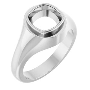 14K White Gold 8x8 mm Cushion Bezel-Set Ring Mounting – image 2