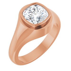 14K Rose Gold 8x8 mm Cushion Bezel-Set Ring Mounting