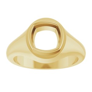 10K Yellow Gold 8x8 mm Cushion Bezel-Set Ring Mounting – image 6