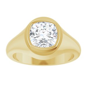 10K Yellow Gold 8x8 mm Cushion Bezel-Set Ring Mounting – image 5