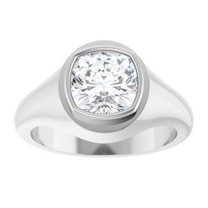Sterling Silver 8x8 mm Cushion Bezel-Set Ring Mounting – image 5