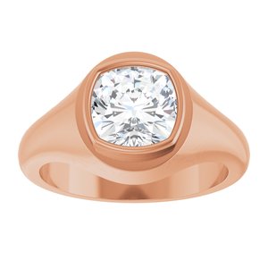 14K Rose Gold 8x8 mm Cushion Bezel-Set Ring Mounting – image 5