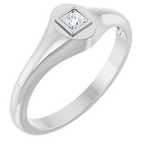 10K White Gold 2.75x2.75 mm Square Bezel-Set Ring Mounting