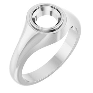 18K White Gold 7 mm Round Bezel-Set Ring Mounting – image 2