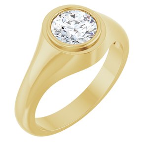 14K Yellow Gold 7 mm Round Bezel-Set Ring Mounting