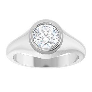 18K White Gold 7 mm Round Bezel-Set Ring Mounting – image 5