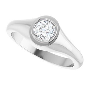 10K White Gold 5x5 mm Cushion Bezel-Set Ring Mounting – image 8