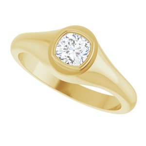 10K Yellow Gold 5x5 mm Cushion Bezel-Set Ring Mounting – image 8