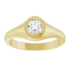 18K Yellow Gold 5x5 mm Cushion Bezel-Set Ring Mounting – image 5