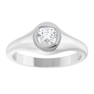 18K White Gold 5x5 mm Cushion Bezel-Set Ring Mounting – image 5