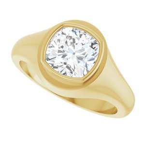 14K Yellow Gold 8x8 mm Cushion Bezel-Set Ring Mounting – image 8
