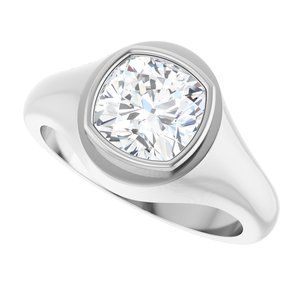 14K White Gold 8x8 mm Cushion Bezel-Set Ring Mounting – image 8