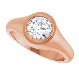 18K Rose Gold 7 mm Round Bezel-Set Ring Mounting – image 8