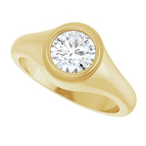 10K Yellow Gold 7 mm Round Bezel-Set Ring Mounting – image 8