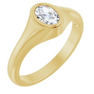 18K Yellow Gold 6.5x4.5 mm Oval Bezel-Set Ring Mounting