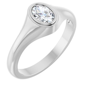 10K White Gold 6.5x4.5 mm Oval Bezel-Set Ring Mounting