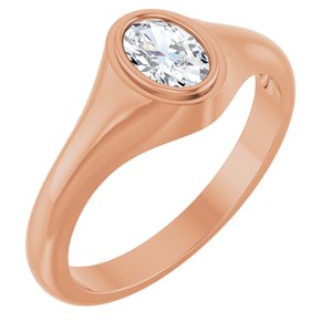 14K Rose Gold 6.5x4.5 mm Oval Bezel-Set Ring Mounting