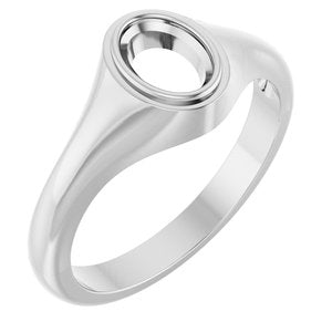 14K White Gold 7x5 mm Oval Bezel-Set Ring Mounting – image 2