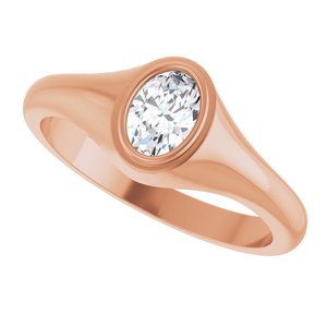 14K Rose Gold 6.5x4.5 mm Oval Bezel-Set Ring Mounting – image 8
