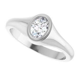 18K White Gold 6.5x4.5 mm Oval Bezel-Set Ring Mounting – image 8