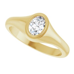 18K Yellow Gold 6.5x4.5 mm Oval Bezel-Set Ring Mounting – image 8