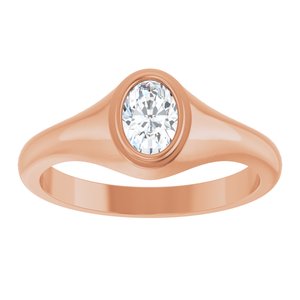 14K Rose Gold 6.5x4.5 mm Oval Bezel-Set Ring Mounting – image 5
