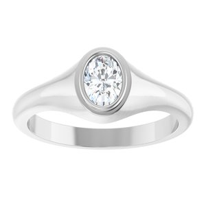 18K White Gold 6.5x4.5 mm Oval Bezel-Set Ring Mounting – image 5