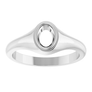 18K White Gold 6.5x4.5 mm Oval Bezel-Set Ring Mounting – image 6