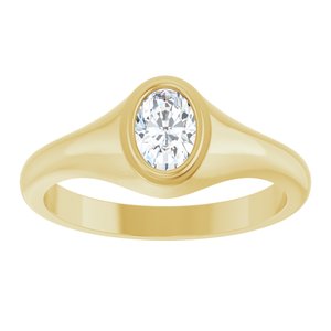 10K Yellow Gold 6.5x4.5 mm Oval Bezel-Set Ring Mounting – image 5