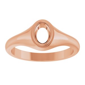 10K Rose Gold 6.5x4.5 mm Oval Bezel-Set Ring Mounting – image 6